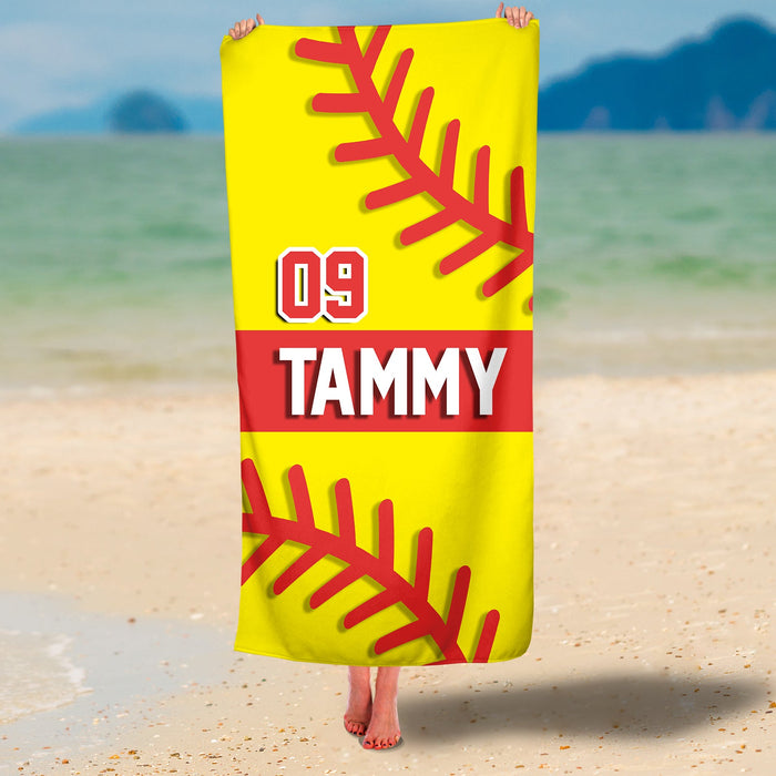 Personalized Softball v1 Premium Beach/Pool Towel