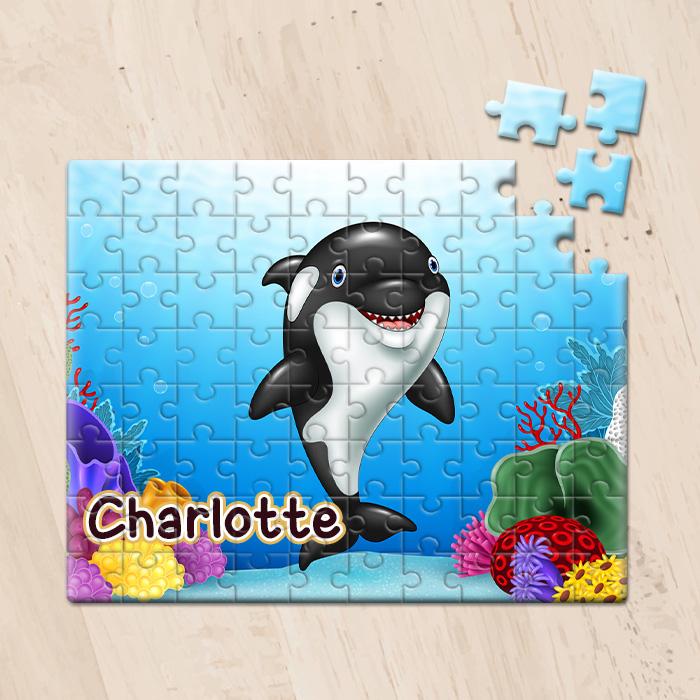 Personalized Jigsaw Puzzles -Whale with Kid's Name