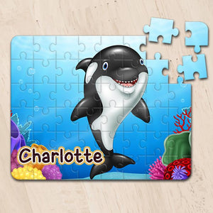 Personalized Jigsaw Puzzles -Whale with Kid's Name