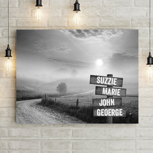 Personalized Country Road Misty Sunrise Premium Canvas