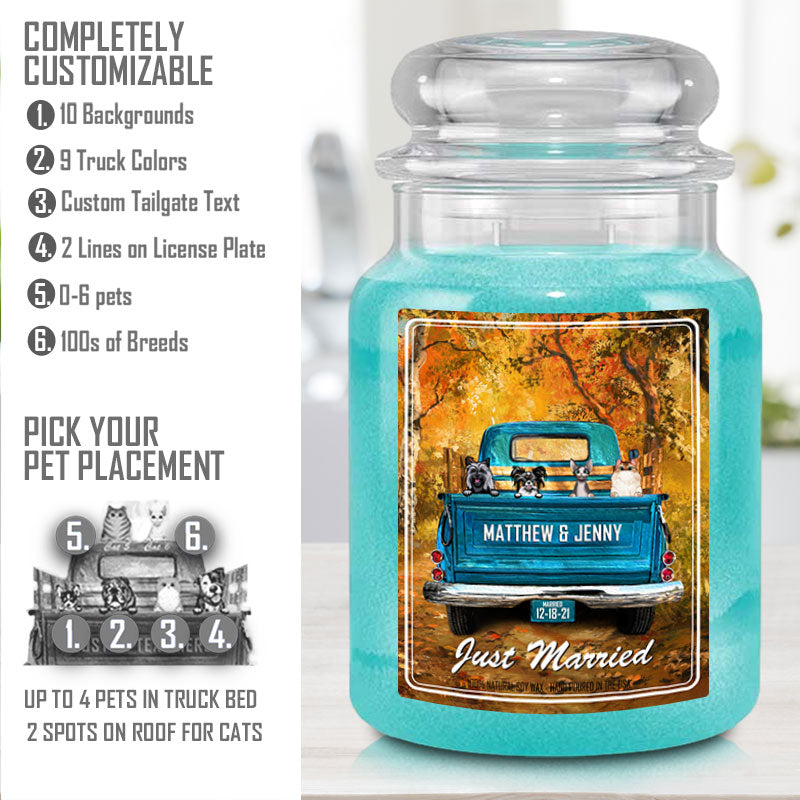 Personalized Candles - Vintage Truck with Dogs & Cats