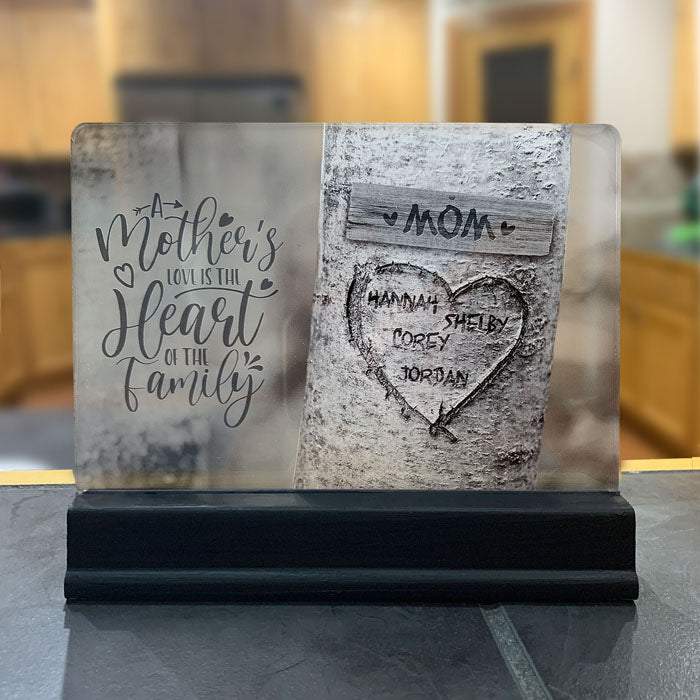 Mother's Day Gift - Personalized Acrylic Desk or Countertop Sign + Wood Plaque Stand