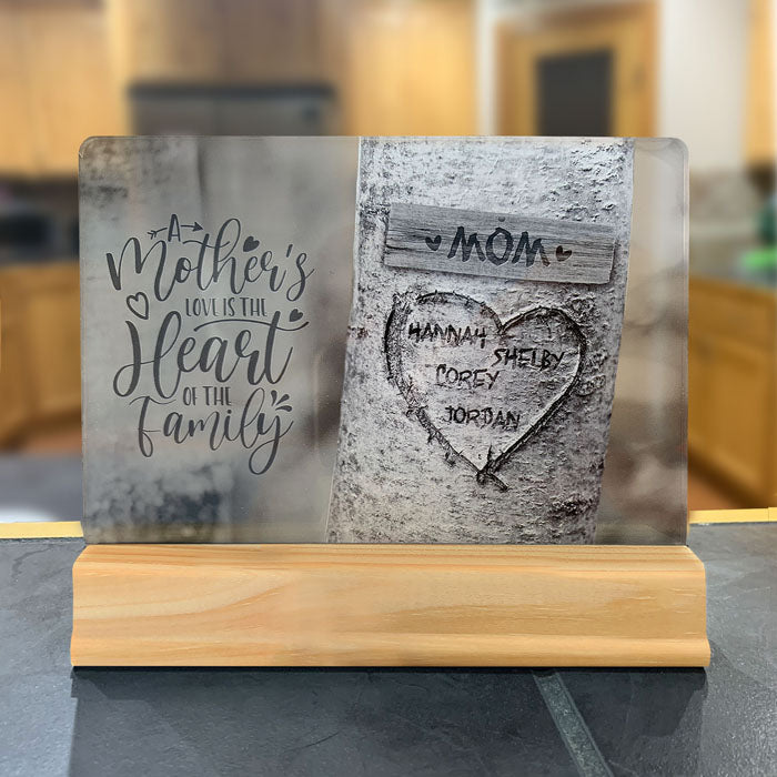 Mother's Day Gift - Personalized Acrylic Desk or Countertop Sign + Wood Plaque Stand