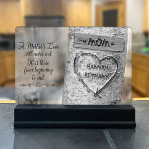 Mother's Day Gift - Personalized Acrylic Desk or Countertop Sign + Wood Plaque Stand