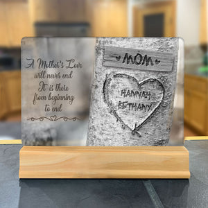 Mother's Day Gift - Personalized Acrylic Desk or Countertop Sign + Wood Plaque Stand