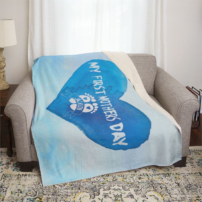 First Mother's Day Boy Mom Personalized Mom Throw Blankets