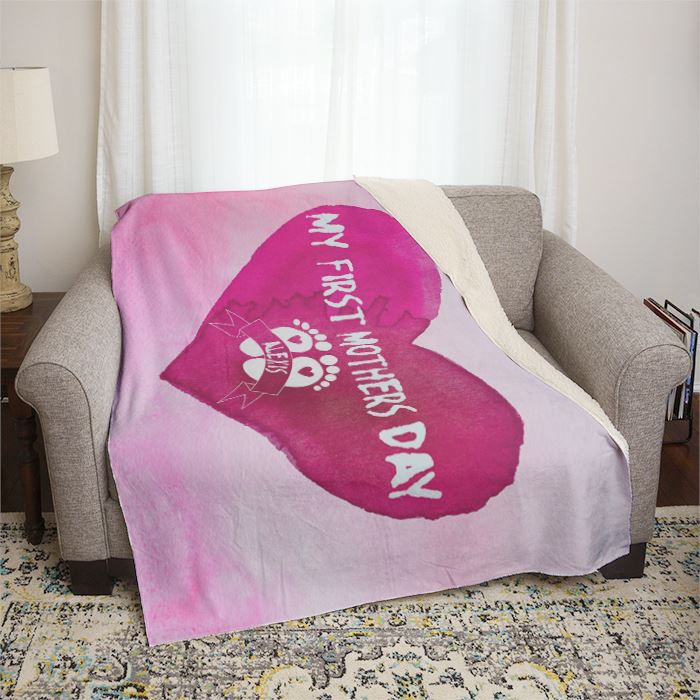 First Mother's Day Girl Mom Personalized Mom Throw Blankets