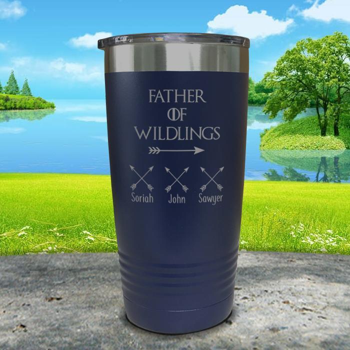 Father Of Wildlings (CUSTOM) With Child's Name Engraved Tumblers Tumbler ZLAZER 20oz Tumbler Navy 