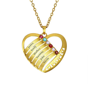 Heart Shape Pendant Necklace with Birthstones