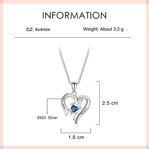Personalized Simulated Birthstones Mom Heart Pendant Necklace in Sterling Silver
