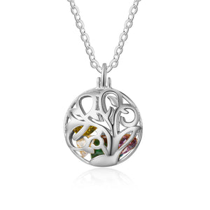 925 Sterling Silver Birthstones Hollow Cage Pendant Necklace