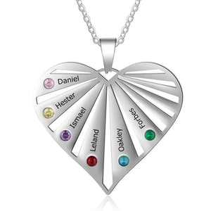Six Birthstone Heart Necklaces