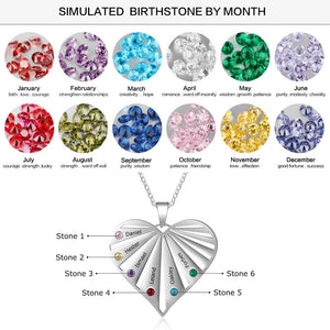 Six Birthstone Heart Necklaces