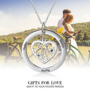 Personalized Stainless Steel Heart Shape Tree Necklace