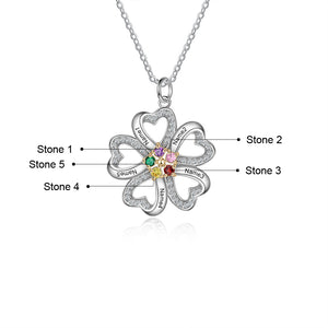 S925 Silver Heart Shape Flower Pendant Necklace