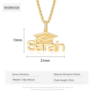Personalized Rhodium Plated Graduation Season Name Custom Necklace