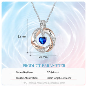 Personalized Heart Birthstone Circle Pendant Necklace