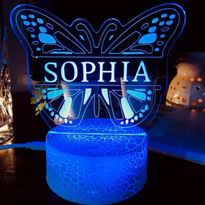 Custom Name Butterfly Night Light With Color Changing Base