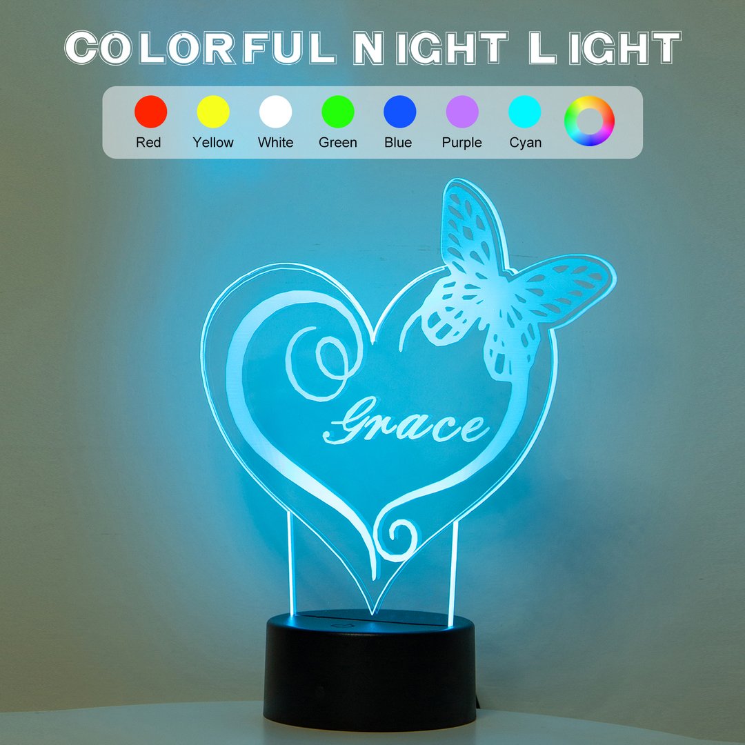 Personalized Butterfly Night Light LED Night Lamp Multi Colors Change