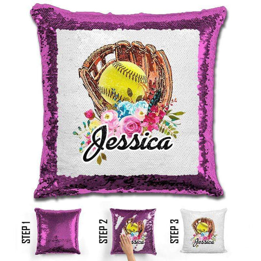 NEW Custom Softball Magic Sequin Pillow Pillow BLINGZ Orchid 