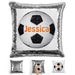 Soccer Personalized Magic Sequin Pillow Pillow GLAM Silver Orange 