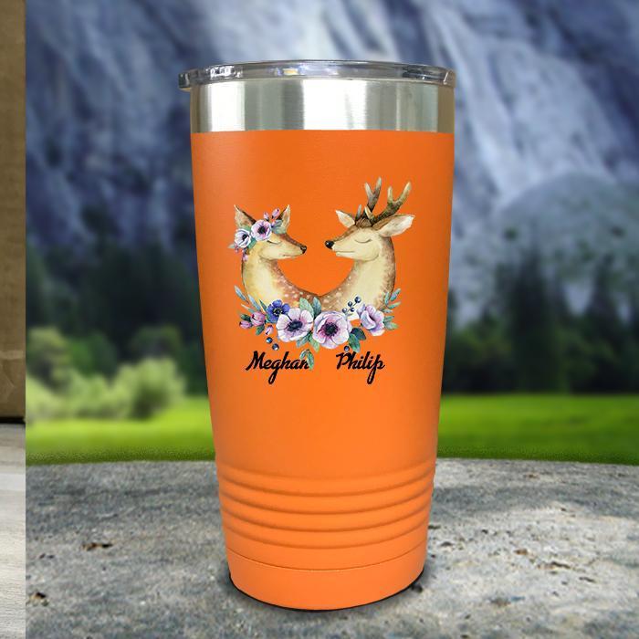 Buck and Doe Personalized Color Printed Tumblers Tumbler Nocturnal Coatings 20oz Tumbler Orange 