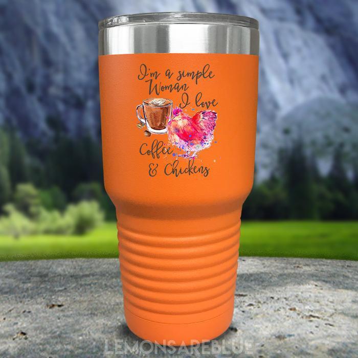 Just A Simple Woman Coffee Chickens Color Printed Tumblers Tumbler ZLAZER 30oz Tumbler Orange 