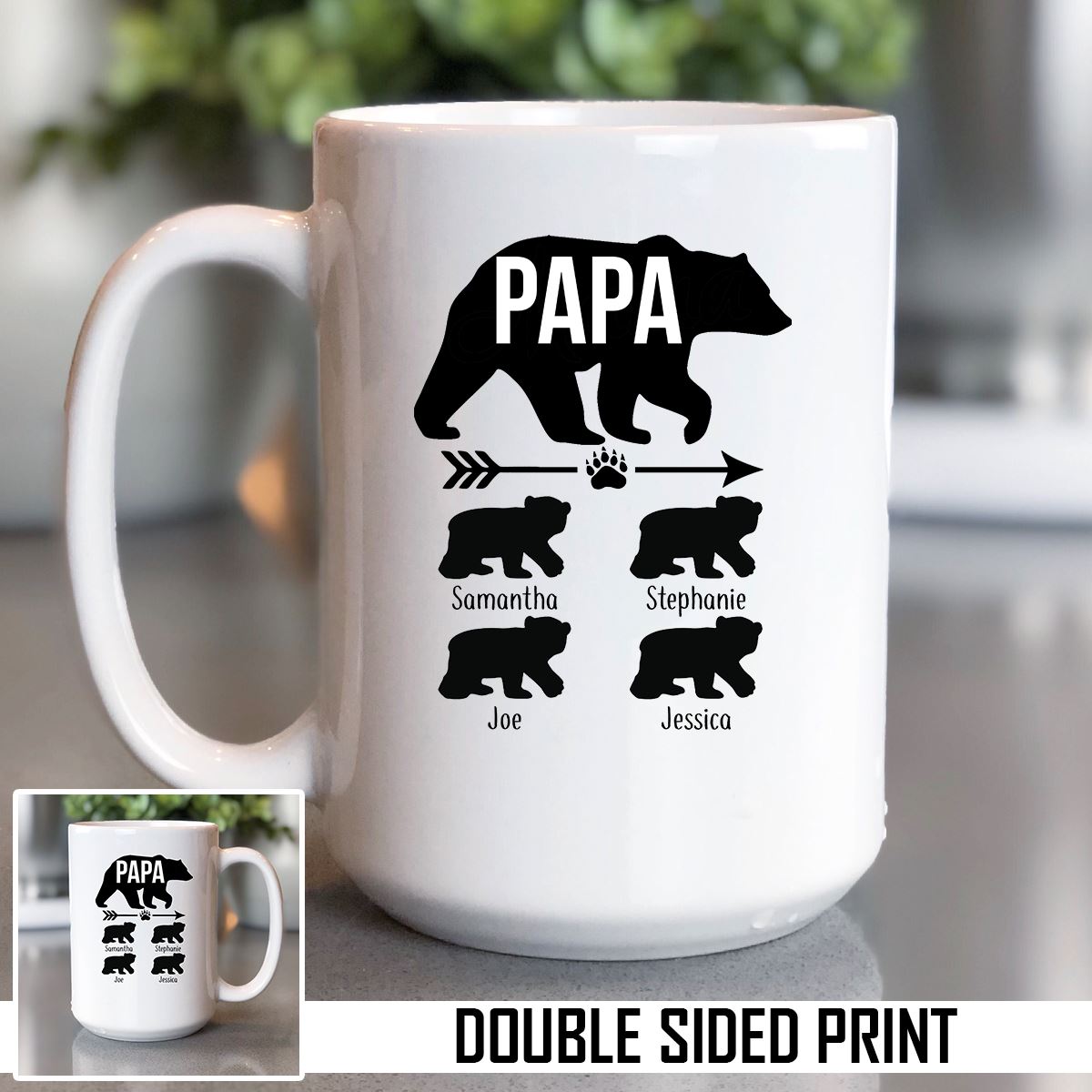 Personalized Papa Bear Double Sided Printed Mug