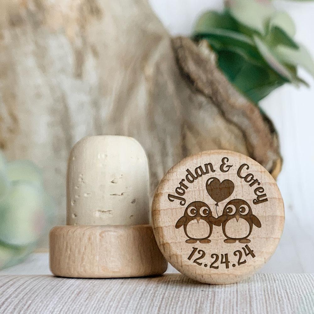 Personalized Wine Stopper Penguin Wedding Favors