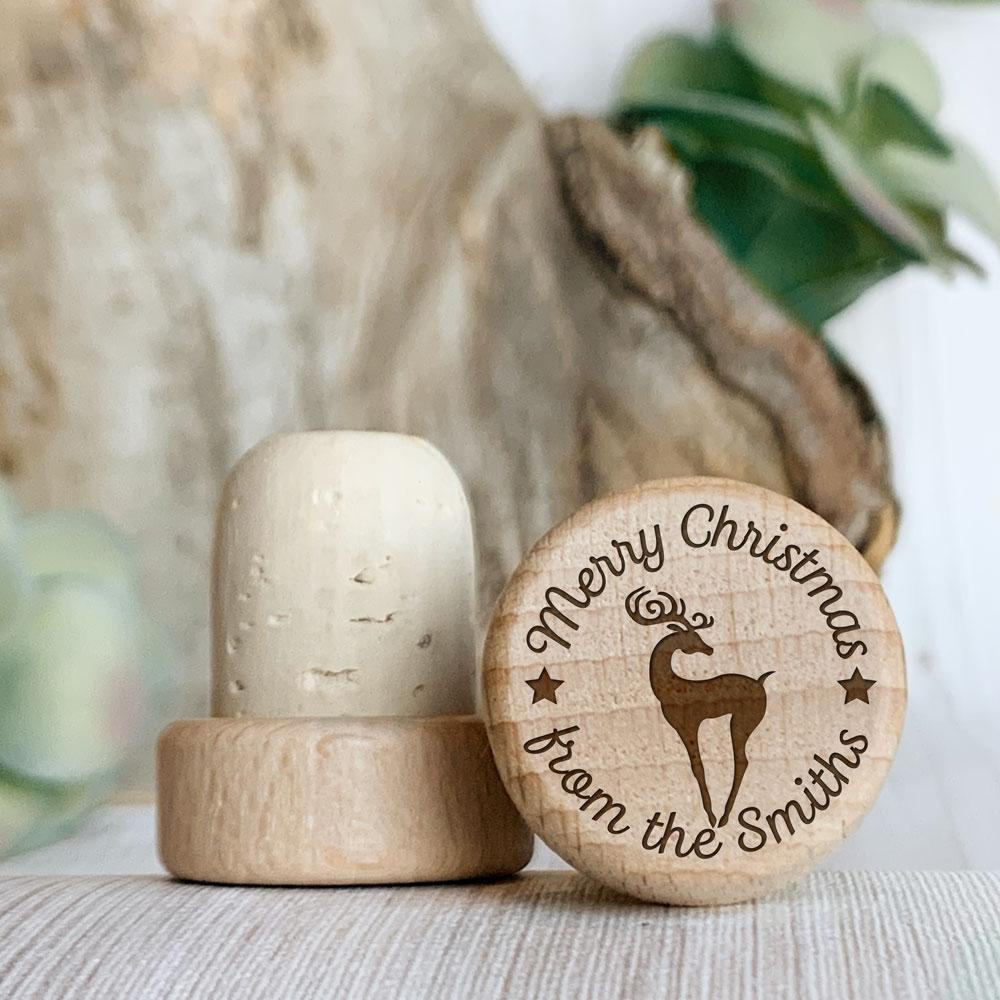 Personalized Christmas Reindeer Wine Stopper