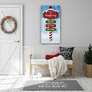 North Pole Large Christmas Art Canvas with Personalized Family Names