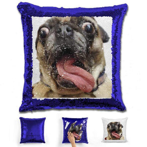 Pet Photo Personalized Magic Sequin Pillow Pillow GLAM Blue 