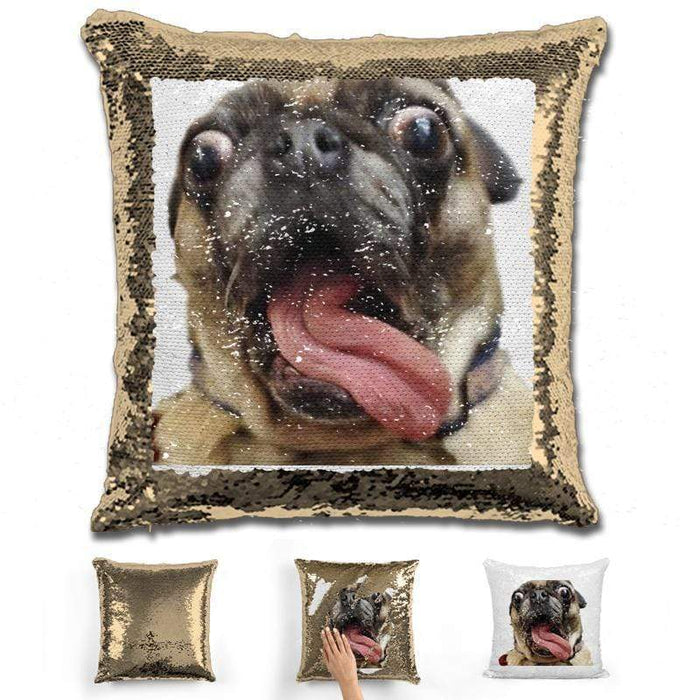 Pet Photo Personalized Magic Sequin Pillow Pillow GLAM Gold 