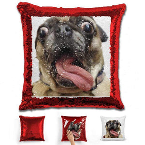 Pet Photo Personalized Magic Sequin Pillow Pillow GLAM Red 