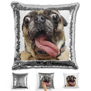 Pet Photo Personalized Magic Sequin Pillow Pillow GLAM Silver 
