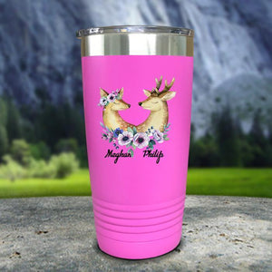 Buck and Doe Personalized Color Printed Tumblers Tumbler Nocturnal Coatings 20oz Tumbler Pink 