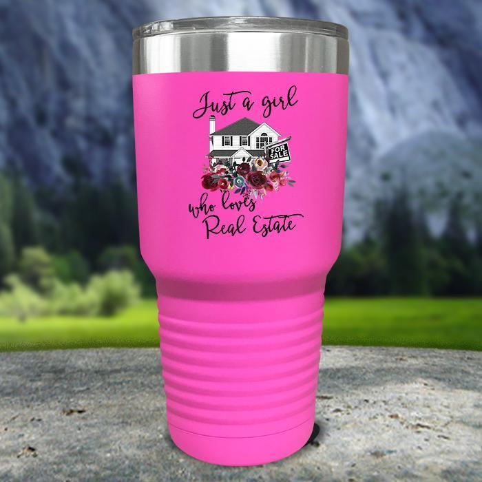 Just A Woman Who Loves Real Estate Color Printed Tumblers Tumbler ZLAZER 30oz Tumbler Pink 