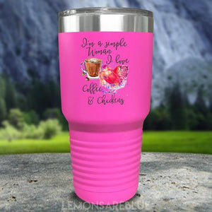 Just A Simple Woman Coffee Chickens Color Printed Tumblers Tumbler Nocturnal Coatings 30oz Tumbler Pink 