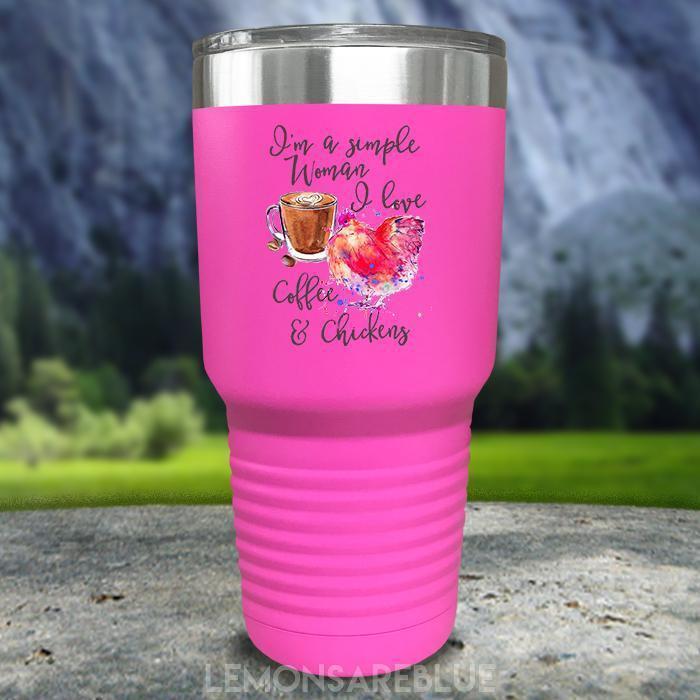 Just A Simple Woman Coffee Chickens Color Printed Tumblers Tumbler ZLAZER 30oz Tumbler Pink 