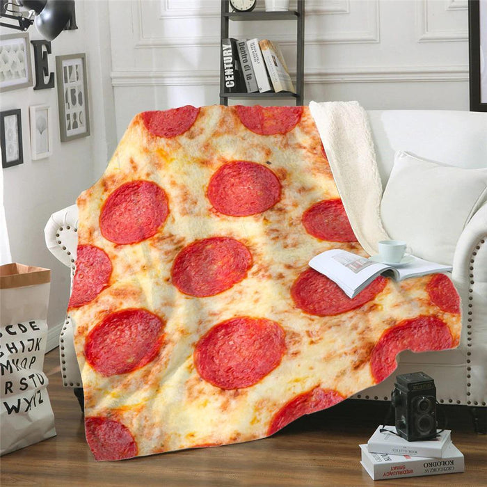 Pizza Sherpa Blanket Blankets CustomCat 