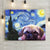 Starry Night Canvas Wall Art Print with Gallery-Style 1 1/2" frame with oil painted pug dog. Best gifts for Pug Lovers and Dog Moms.