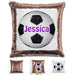 Soccer Personalized Magic Sequin Pillow Pillow GLAM Rose Gold Purple 