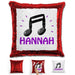 Music Note Personalized Magic Sequin Pillow Pillow GLAM Red Purple 