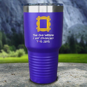 The One Where I Got Divorced Color Printed Tumblers Tumbler Nocturnal Coatings 30oz Tumbler Purple 