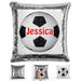 Soccer Personalized Magic Sequin Pillow Pillow GLAM Silver Red 