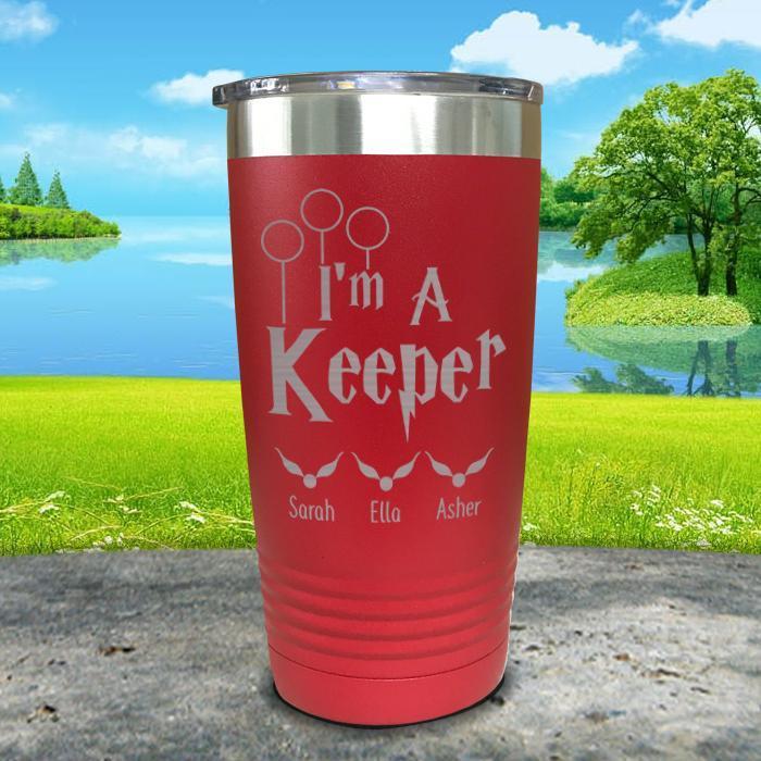 I'm A Keeper (CUSTOM) With Child's Name Engraved Tumblers Tumbler ZLAZER 20oz Tumbler Red 