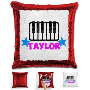 Piano Personalized Magic Sequin Pillow Pillow GLAM Red Pink 