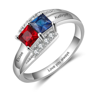Personalized Birthstone 925 Sterling Silver Family Ring