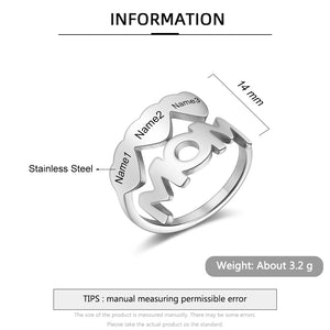 Personalized Stainless Steel Mom Opening Ring