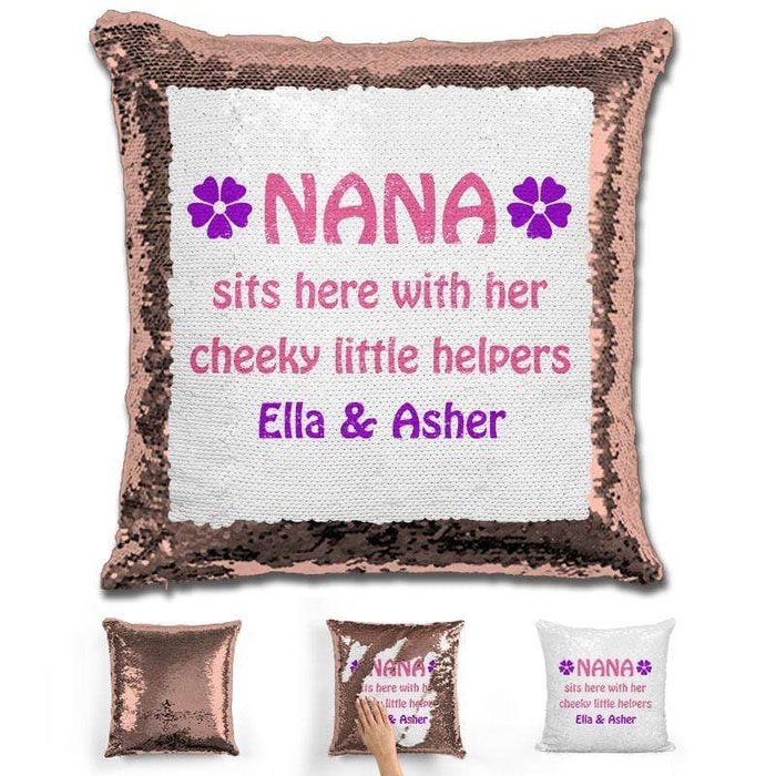 Grandma Personalized Magic Sequin Pillow Pillow GLAM Rose Gold 